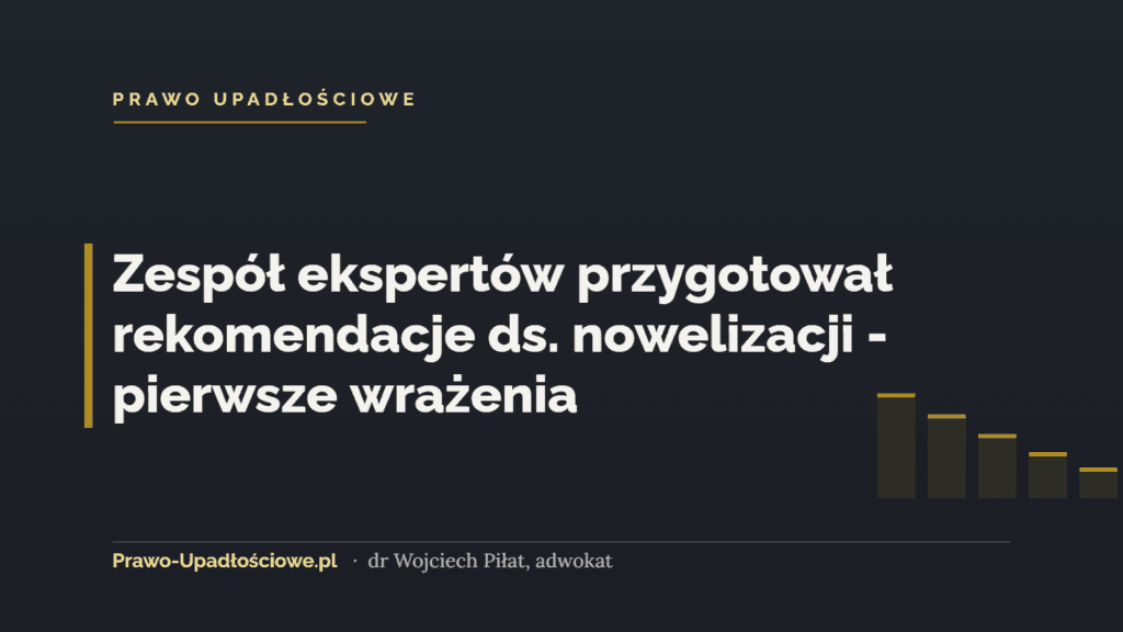 Zespół ekspertów przygotował rekomendacje ds. nowelizacji - pierwsze wrażenia